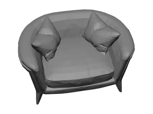 3D model for Ultra-realistic luxury modern armchair, Italian design, beige linen fabric, walnut wood frame, brushed brass details, high-poly, clean topology, PBR textures, studio lighting, game-ready, photorealistic , en couleur , plus confortable