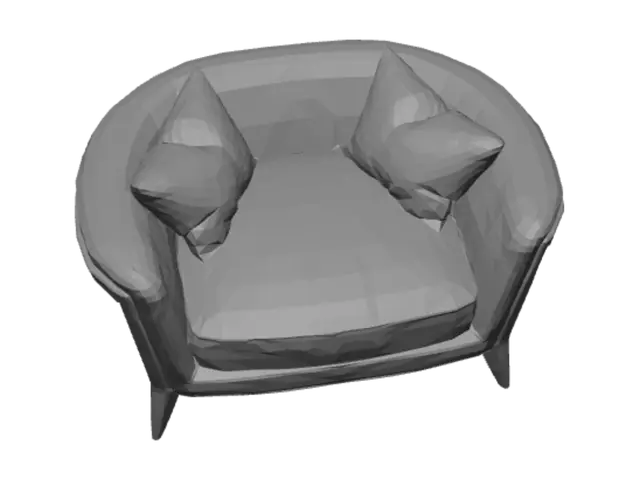 3D model for Ultra-realistic luxury modern armchair, Italian design, beige linen fabric, walnut wood frame, brushed brass details, high-poly, clean topology, PBR textures, studio lighting, game-ready, photorealistic , en couleur , plus confortable