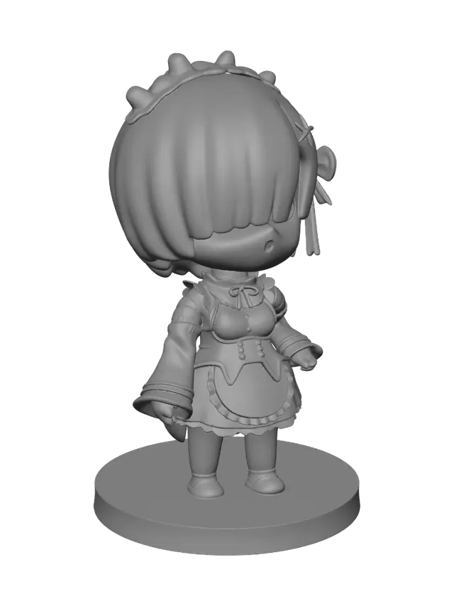 3D model for Blue-haired chibi maid figure