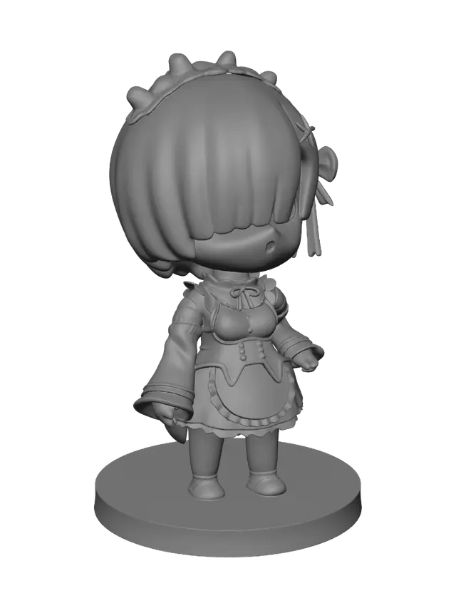 3D model for Blue-haired chibi maid figure