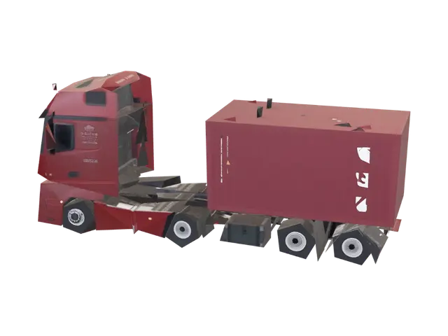 Red Truck Hauling a Shipping Container - Trucks 3D model, vytvořený pomocí AI