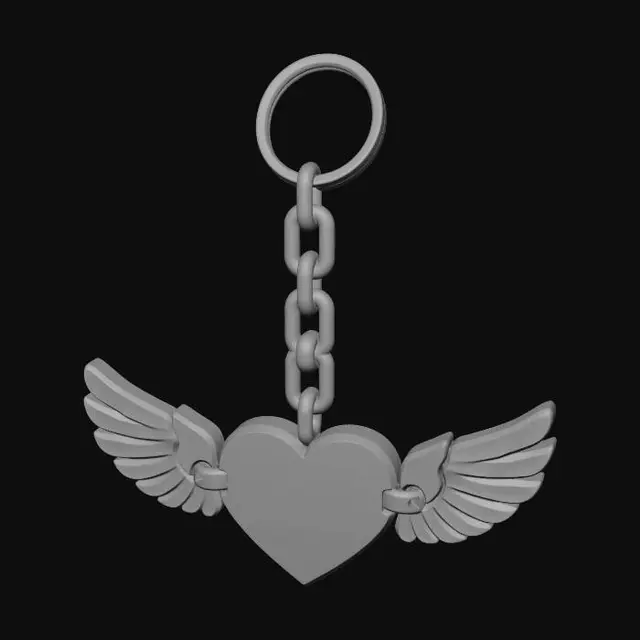 3D model for Winged Heart Keychain