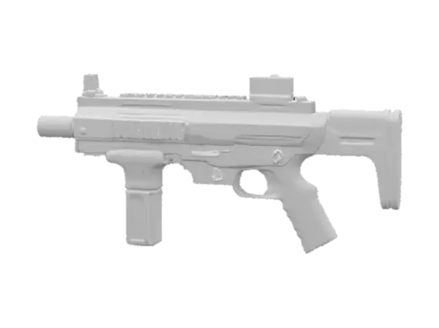 3D model for A sleek photorealistic modern compact covert Mac-10 Micro Uzi Style submachine pistol weapon in its natural black finish 