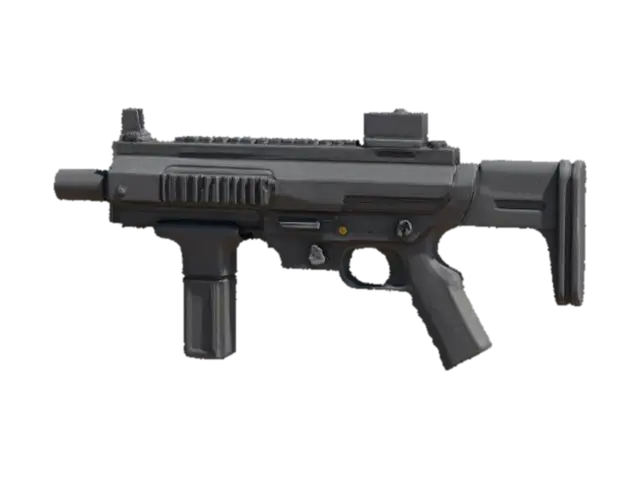 3D model for A sleek photorealistic modern compact covert Mac-10 Micro Uzi Style submachine pistol weapon in its natural black finish 
