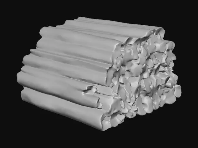 3D model for Pile of cut wooden logs ready for the fireplace, rustic rural farm setup, weathered red barn wood, agricultural tools, realistic game asset, 4k pbr