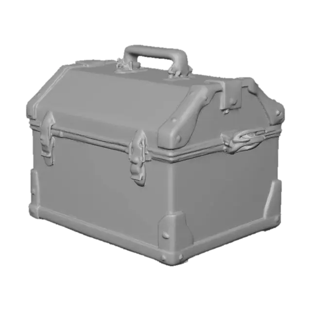 3D model for Abandoned worker's lunchbox and rusted thermos on a beam, derelict industrial style, red brick walls, heavily rusted metal, broken glass, post-apocalyptic vibe, 4k pbr