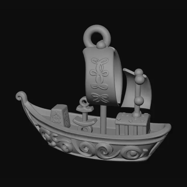 3D model for a simple boat charm for a charm bracelet.