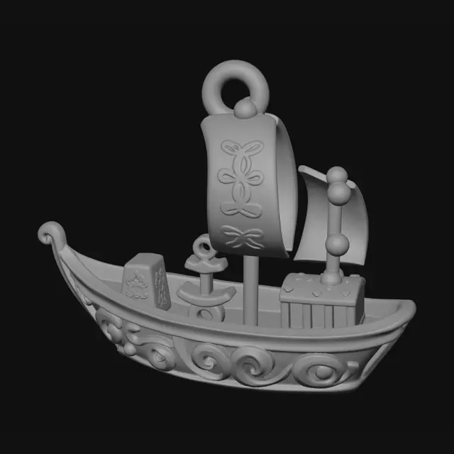 3D model for a simple boat charm for a charm bracelet.