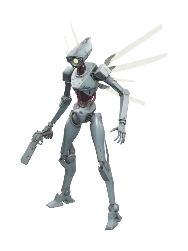 Weathered V1 Ultrakill - Shooter 3D model, vytvořený pomocí AI