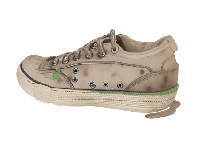 Old dirty sneaker shoe, open top view, hollow inside with visible interior, worn out… - Mold 3D model, vytvořený pomocí AI