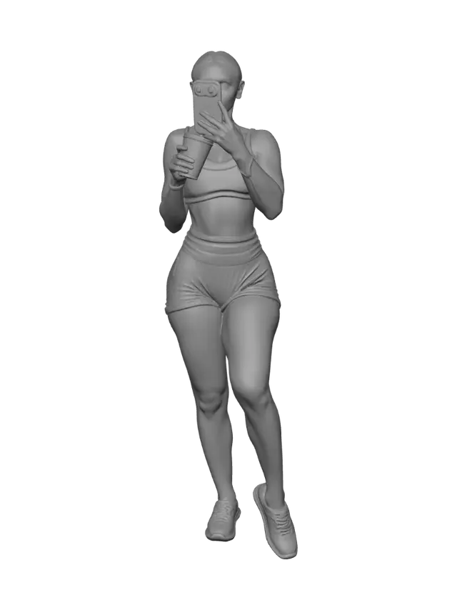 3D model for Gym Selfie with Purple Smoothie
