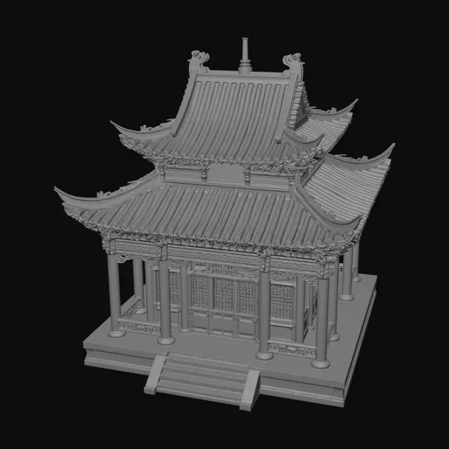 3D model for Two-Tier Chinese Pavilion