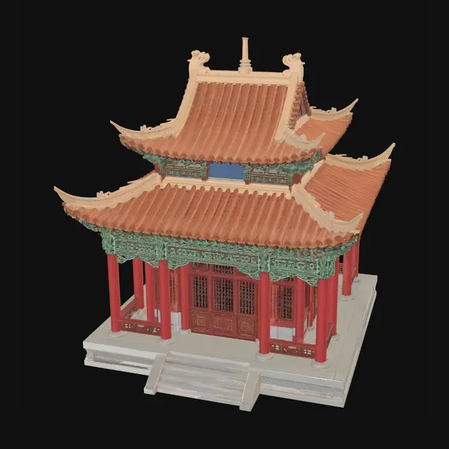 3D model for Two-Tier Chinese Pavilion