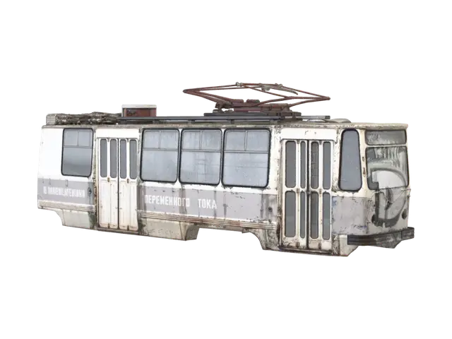 Forgotten Tram 3D model, vytvořený pomocí AI
