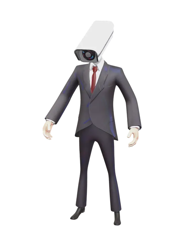 Cameraman Skibidi - Comedy 3D model, vytvořený pomocí AI