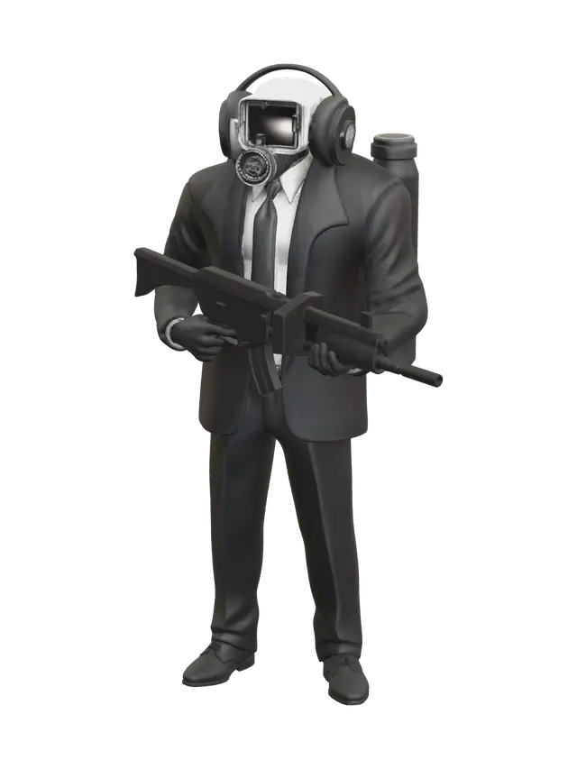 Low-Poly Cameraman Skibidi 3D model, vytvořený pomocí AI