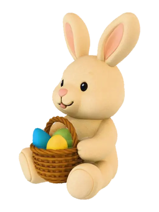 Easter Bunny Plush - Stuffed 3D model, vytvořený pomocí AI