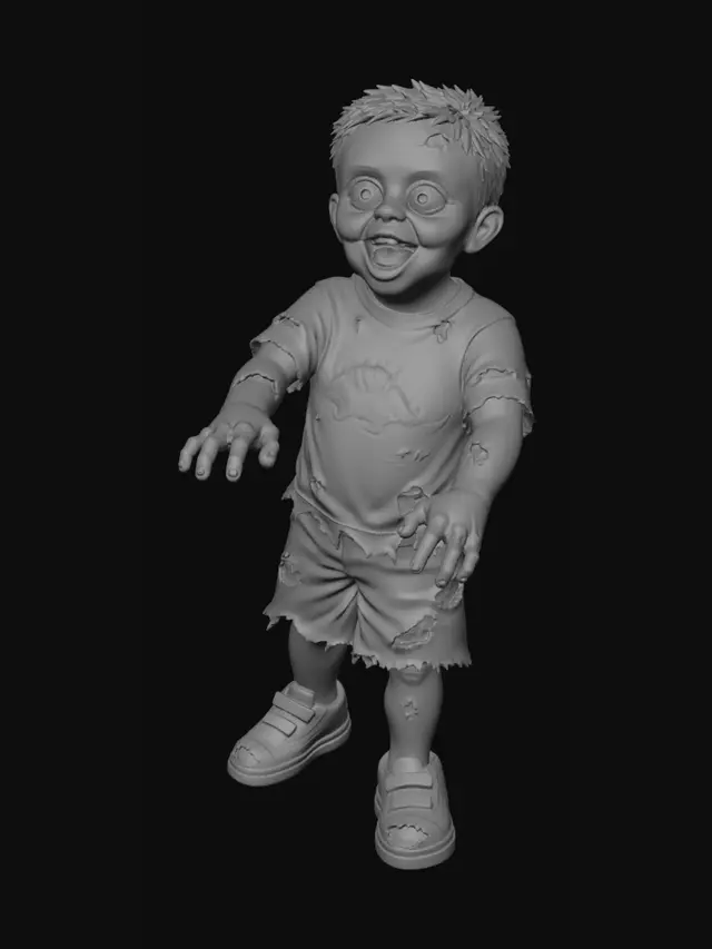 3D model for Zombie Kid in a Dino Tee