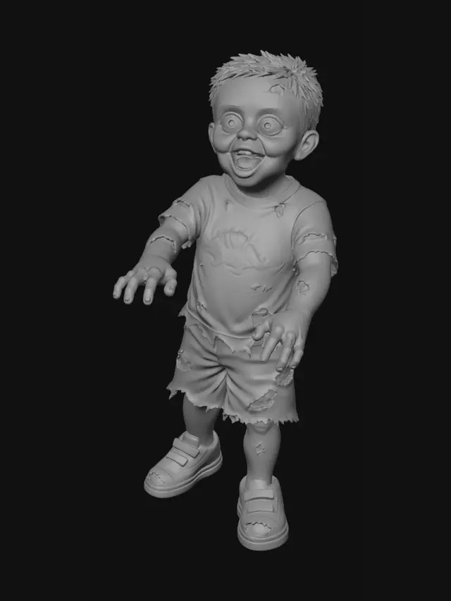 3D model for Zombie Kid in a Dino Tee