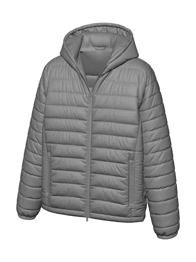 3D model for Cream Quilted Hooded Puffer Jacket