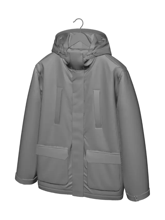 3D model for Olive Green Hooded Parka