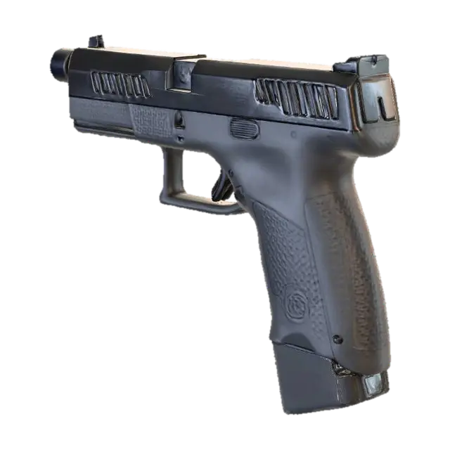 black CZ tactical 9mm - Lowpolly 3D model, vytvořený pomocí AI