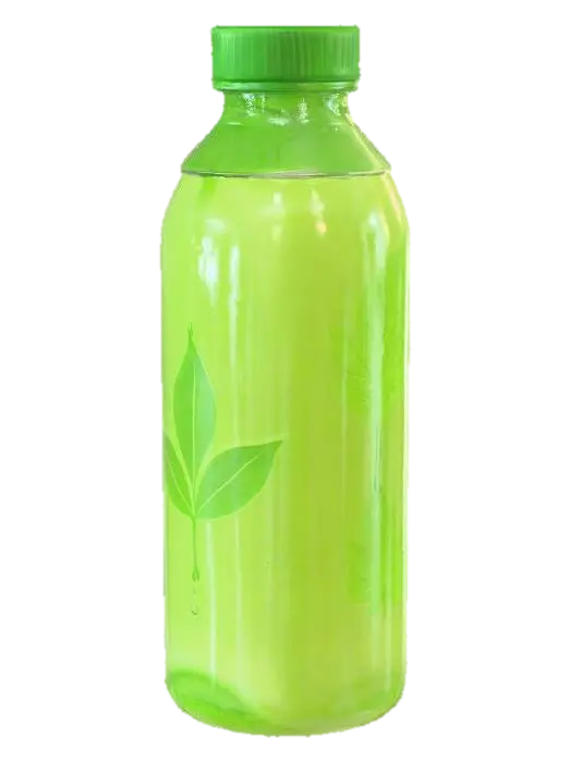 3D model for Bright green organic nutrient bottle with a leaf symbol