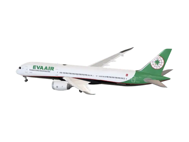EVA Air Widebody Landing - Marketing 3D model, vytvořený pomocí AI