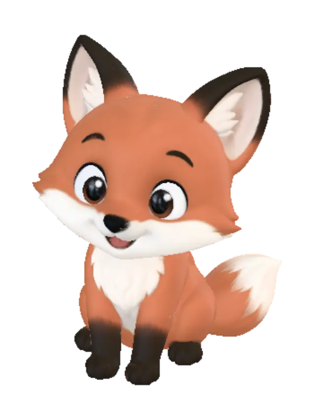 Happy Fox - Facialexpression 3D model, vytvořený pomocí AI