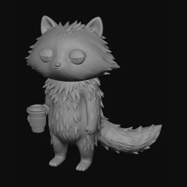 3D model for Sleepy Barista Raccoon