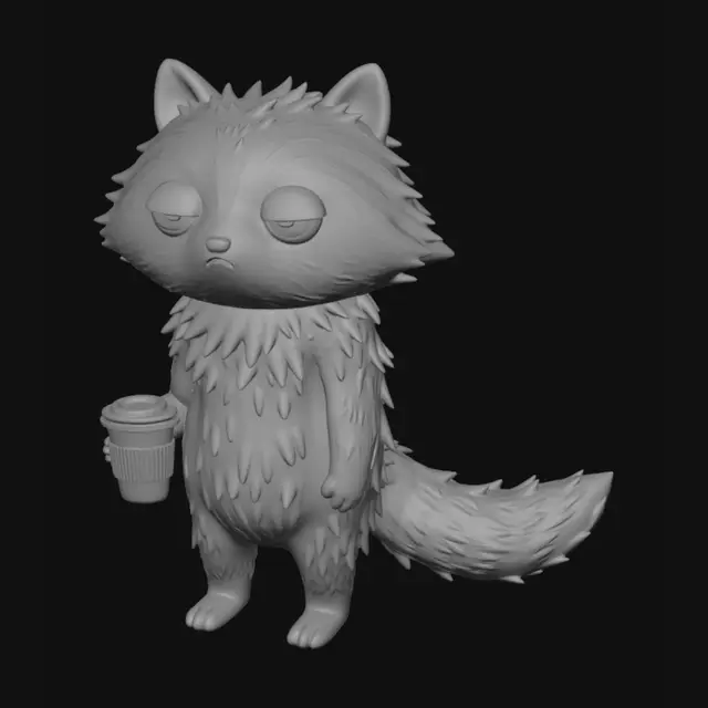 3D model for Sleepy Barista Raccoon
