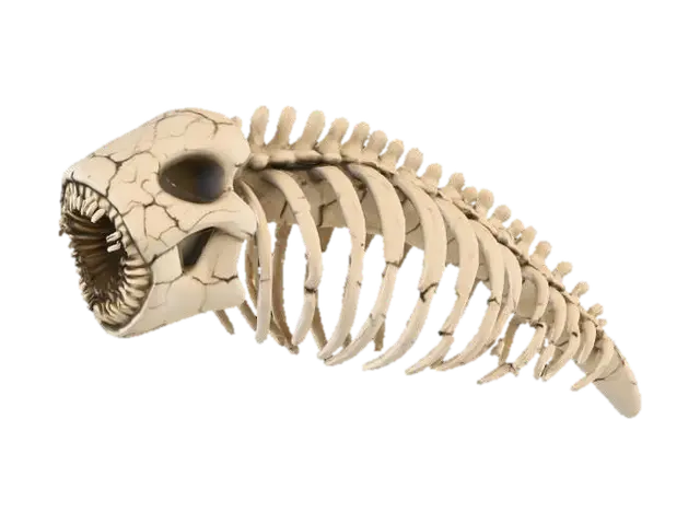 Sandworm skeleton consisting only of the rib cage and skull, elongated curved spine… - Ribs 3D model, vytvořený pomocí AI