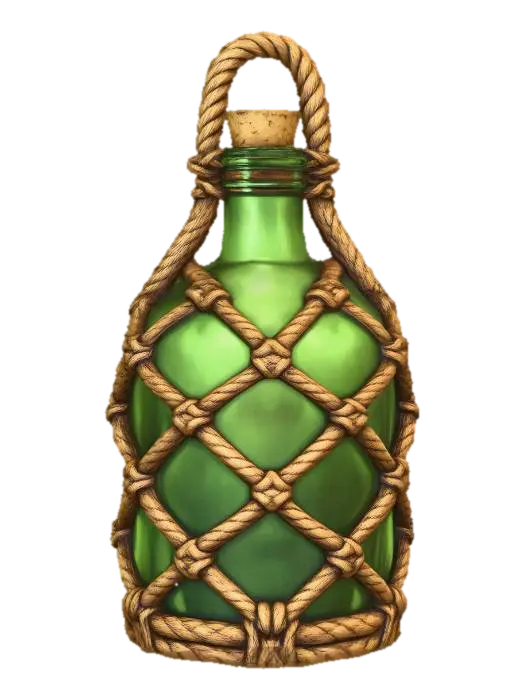 Rope-Wrapped Green Bottle 3D model, vytvořený pomocí AI