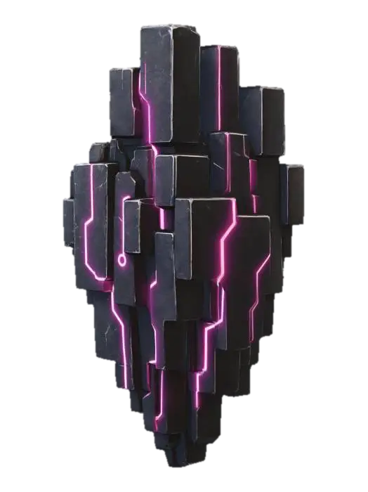 Neon Obsidian Lattice 3D model, vytvořený pomocí AI