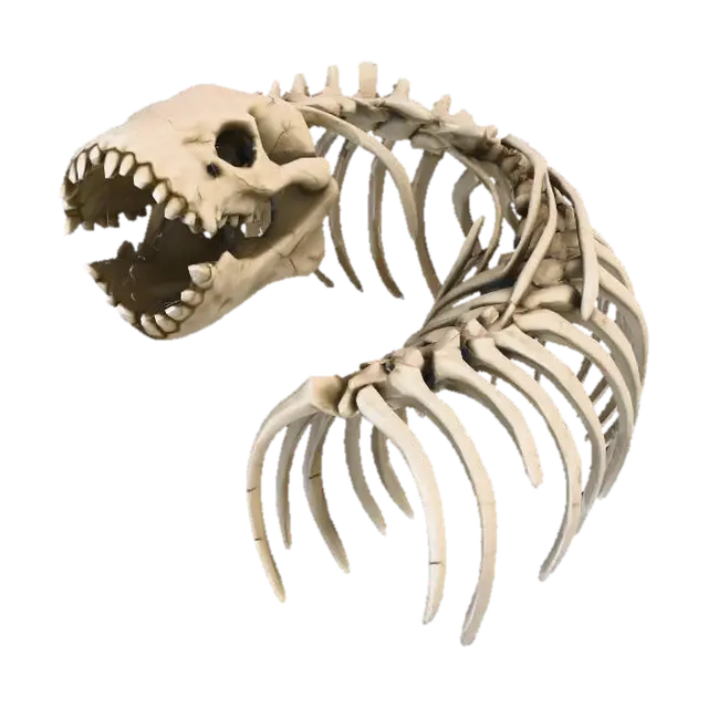 Sandworm skeleton consisting only of the rib cage and skull, elongated curved spine… - Ribs 3D model, vytvořený pomocí AI