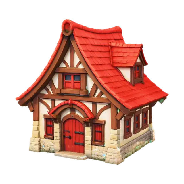 Red Roofed Cottage - Lifestyle 3D model, vytvořený pomocí AI