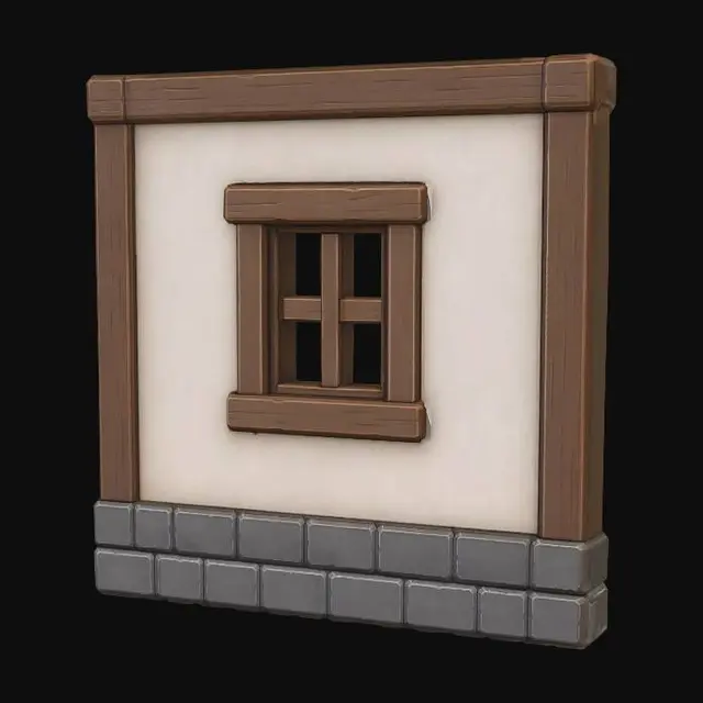 3D model for Rustic Timber-Framed Wall with Small Window