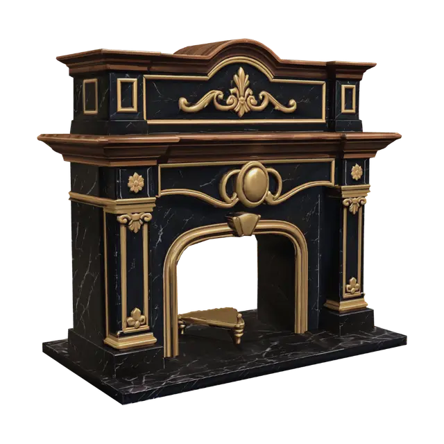 Gilded Marble Fireplace 3D model, vytvořený pomocí AI