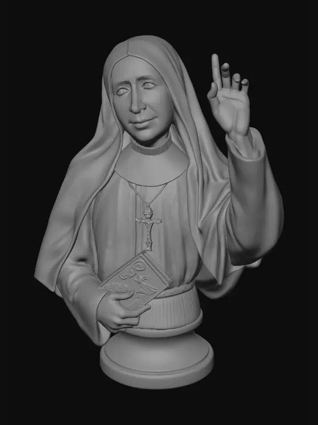 3D model for Prayerful Nun with Cross and Book