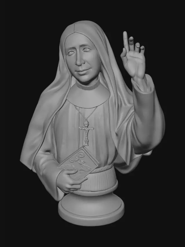 3D model for Prayerful Nun with Cross and Book
