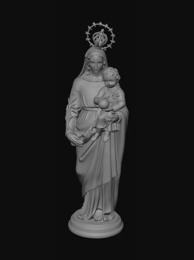 3D model for Criar imagem de Nossa Senhora da paz para impressão 3d de acordo com os modelos enviados. Deixar o mais fiel possível ao modelo enviado