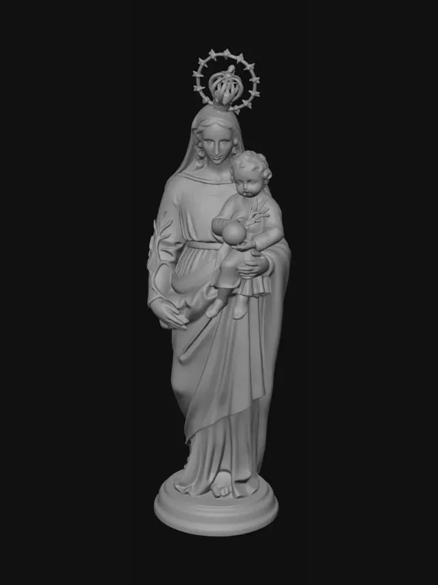 3D model for Criar imagem de Nossa Senhora da paz para impressão 3d de acordo com os modelos enviados. Deixar o mais fiel possível ao modelo enviado