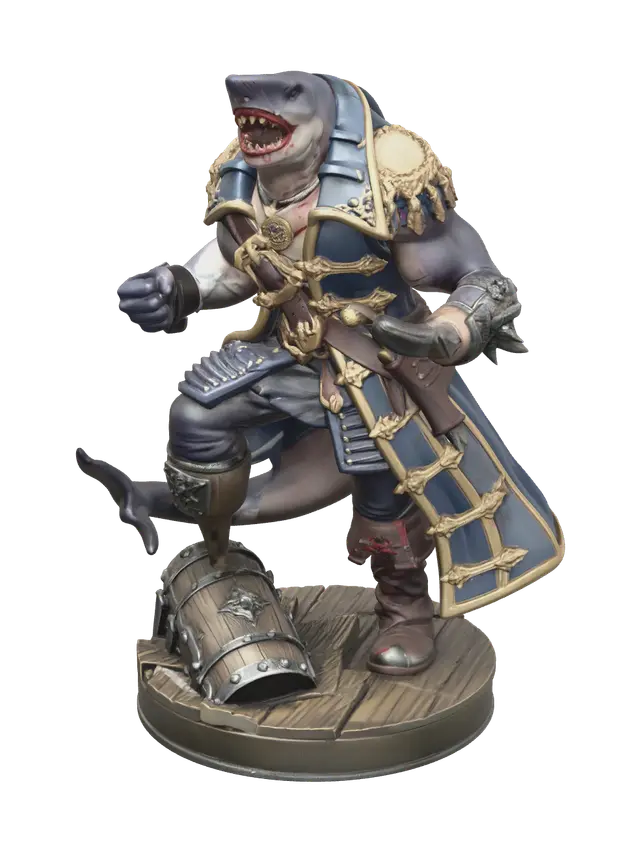 Weathered Sharkman - Muppetlike 3D-model, gegenereerd door AI