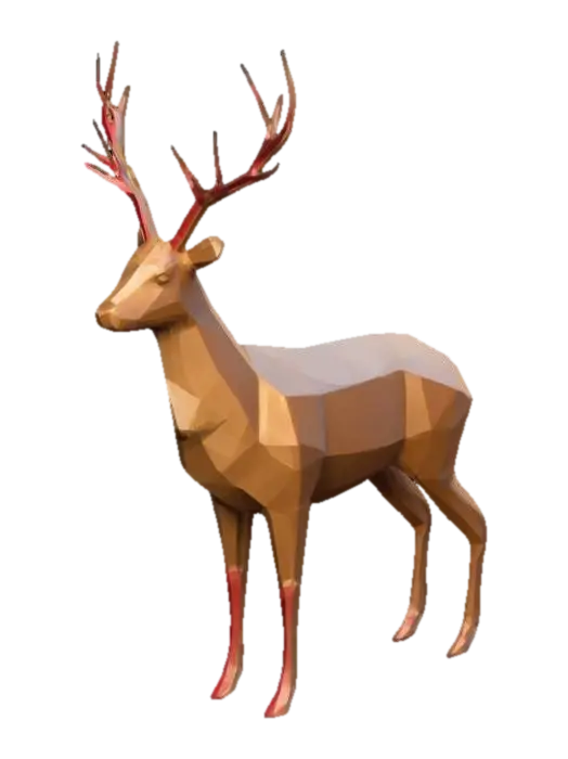 Design a low-poly Christmas reindeer for 3D printing with clean, faceted surfaces… 3D model, vytvořený pomocí AI