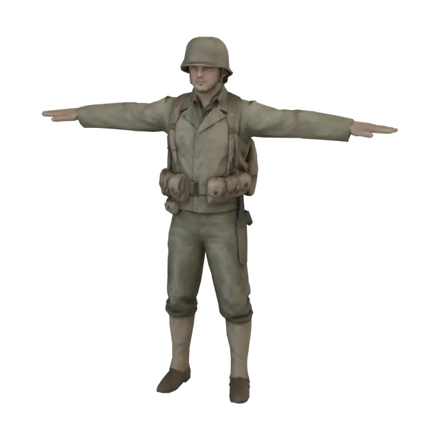 3D model for World War II Infantryman in a T-Pose