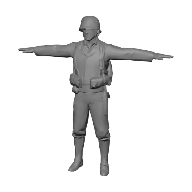 3D model for World War II Infantryman in a T-Pose