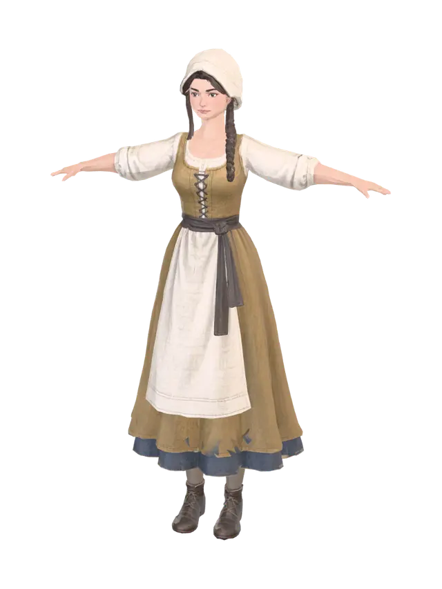 3D model for Village Maiden T-Pose