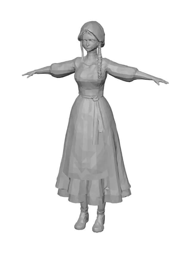 3D model for Village Maiden T-Pose