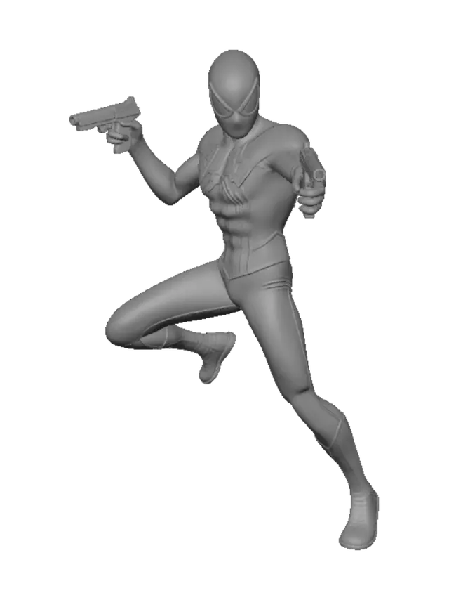 3D model for Spider-Man in hand pistol and colourful Spider-Man shooting point