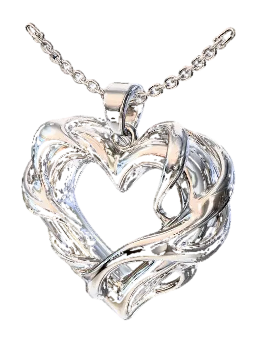 Liquid Heart Pendant 3D model, vytvořený pomocí AI